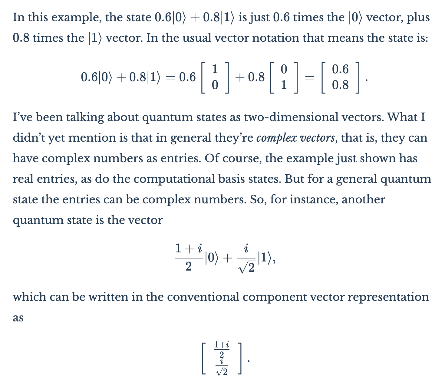 Screenshot depicting prose and math in Quantum Country, typical of a technical essay.